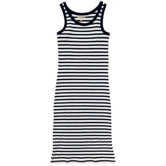 Madewell Ribbed Tank Midi Dress Stripe Size Small - Picture 7 of 8